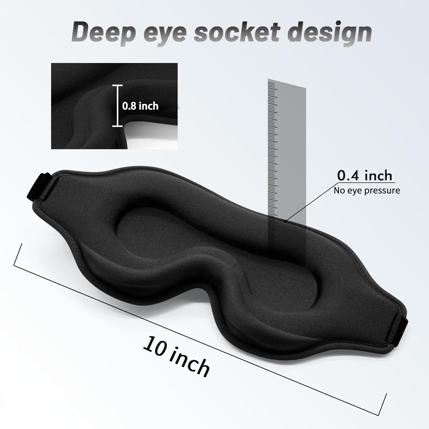 Sleep Mask for Men and Women, 3D Blackout Eye Mask for Side Sleepers, Black - Image 3
