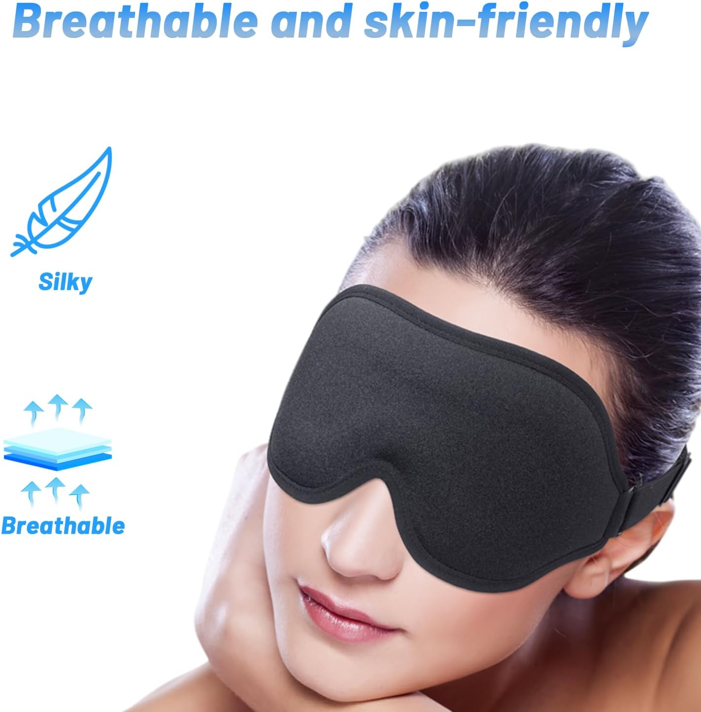 Sleep Mask for Men and Women, 3D Blackout Eye Mask for Side Sleepers, Black - Image 7