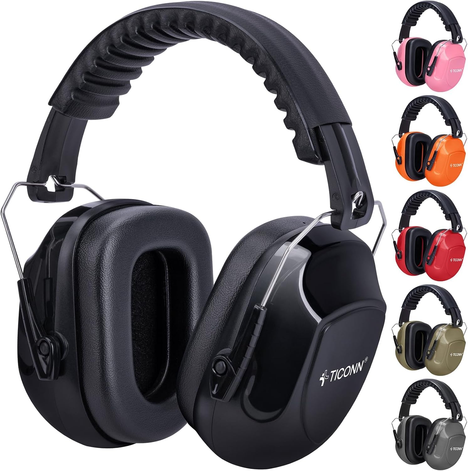 TICONN Noise Cancelling Ear Muffs for Adults, SNR 33dB Hearing Protection, Adjustable Safety Earmuffs for Construction