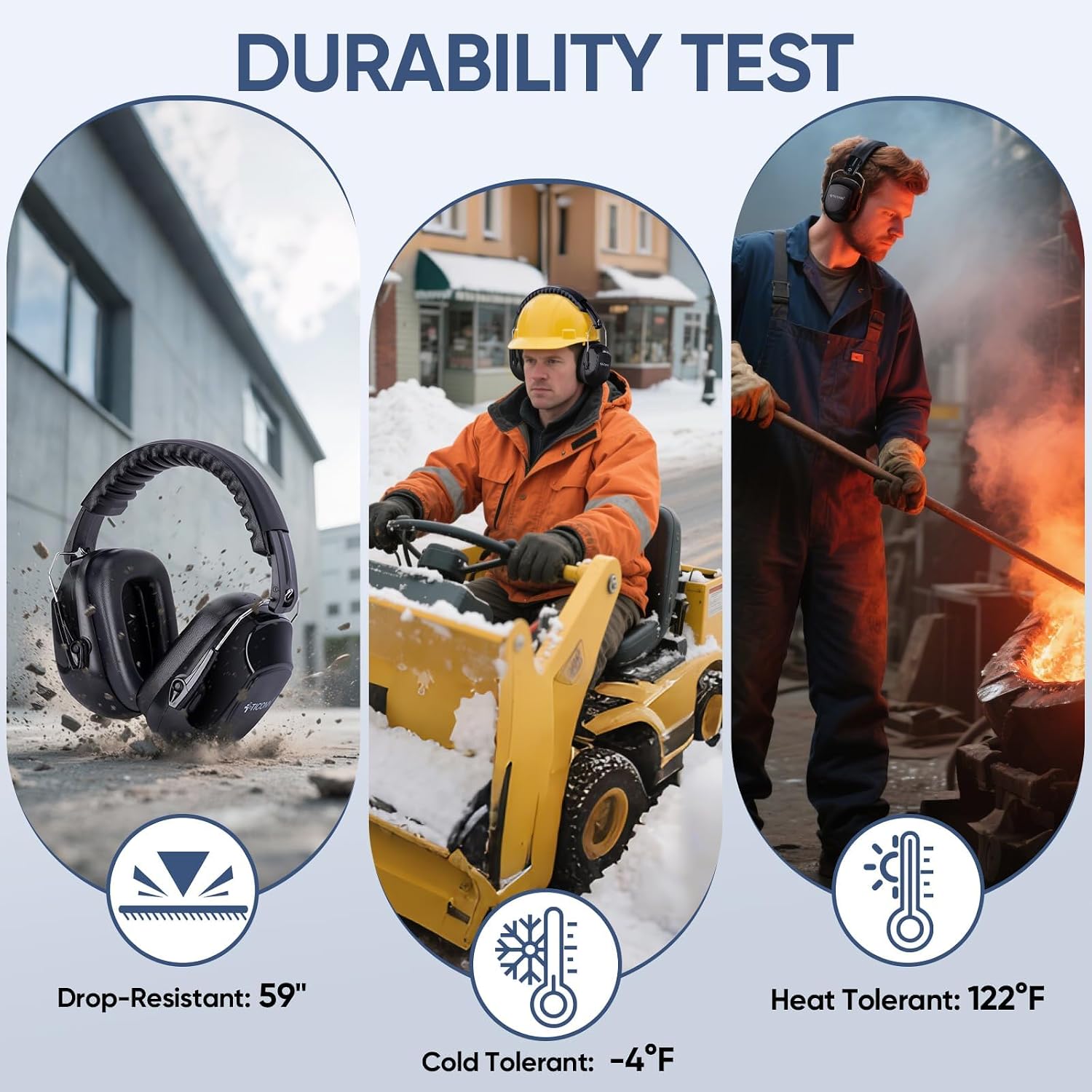 TICONN Noise Cancelling Ear Muffs for Adults, SNR 33dB Hearing Protection, Adjustable Safety Earmuffs for Construction - Image 8