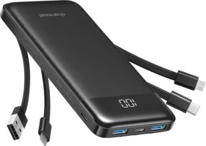 charmast Portable Charger Power Bank with Reinforced Built-in 4 Cables